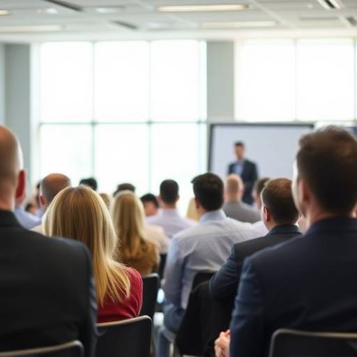Teamführung Seminar mit Präsentation und zuhörenden Teilnehmern.