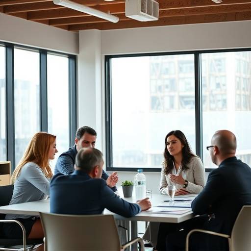 Training 'Strategische Führung' mit Teilnehmern, die an einem Tisch sitzen und diskutieren